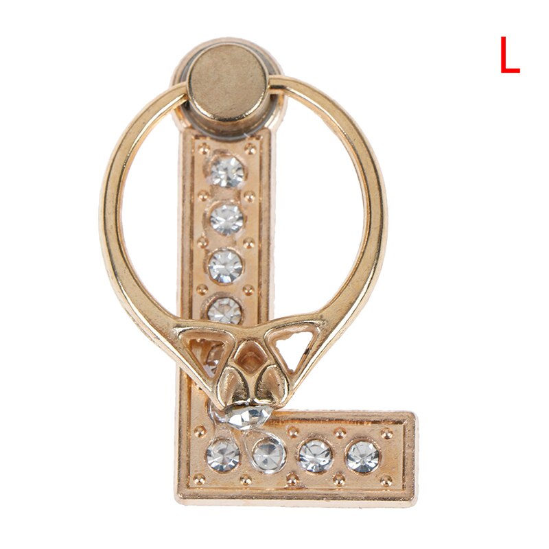 1pc 360 Degree Diamond Metal Letter A-Z Finger Ring Smartphone Stand Holder Mobile Phone Holder For iPhone 6s 7 8: L