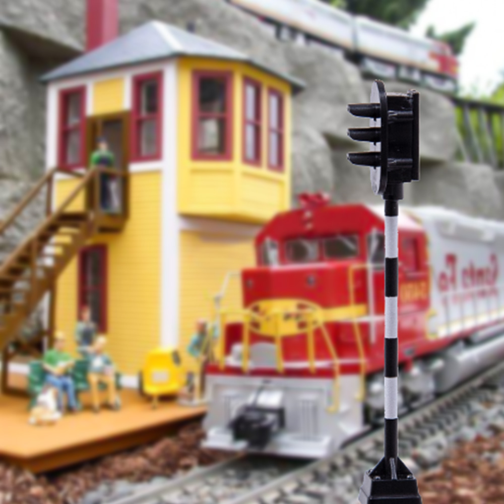 Lámpara de señal ferroviaria de tren de simulación, modelo de semáforos de 3V, mesa de arena artesanal, materiales de de escena de calle, accesorio Diorama, 1 Uds.