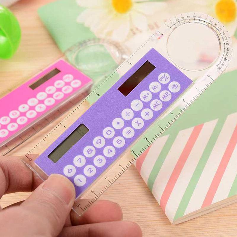 1piece 10cm Ruler Mini Calculator Multi-function Thin Office Ruler School Colors Stationery High Random Student Fou J4S0