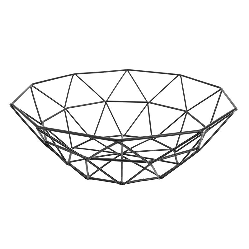 Kitchen Basket Container Bowl Metal Wire Basket Kitchen Drain Rack Fruit Vegetable Storage Holder Snack Tray Storage Bowl: YZ57-Black geometry
