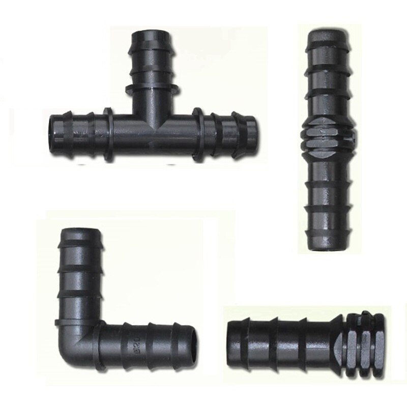 5pcs 16mm PE Waterleiding Connectors Tee Joint End Cap Rechte Koppeling Elleboog Tuin Irrigatiesysteem Onderdelen