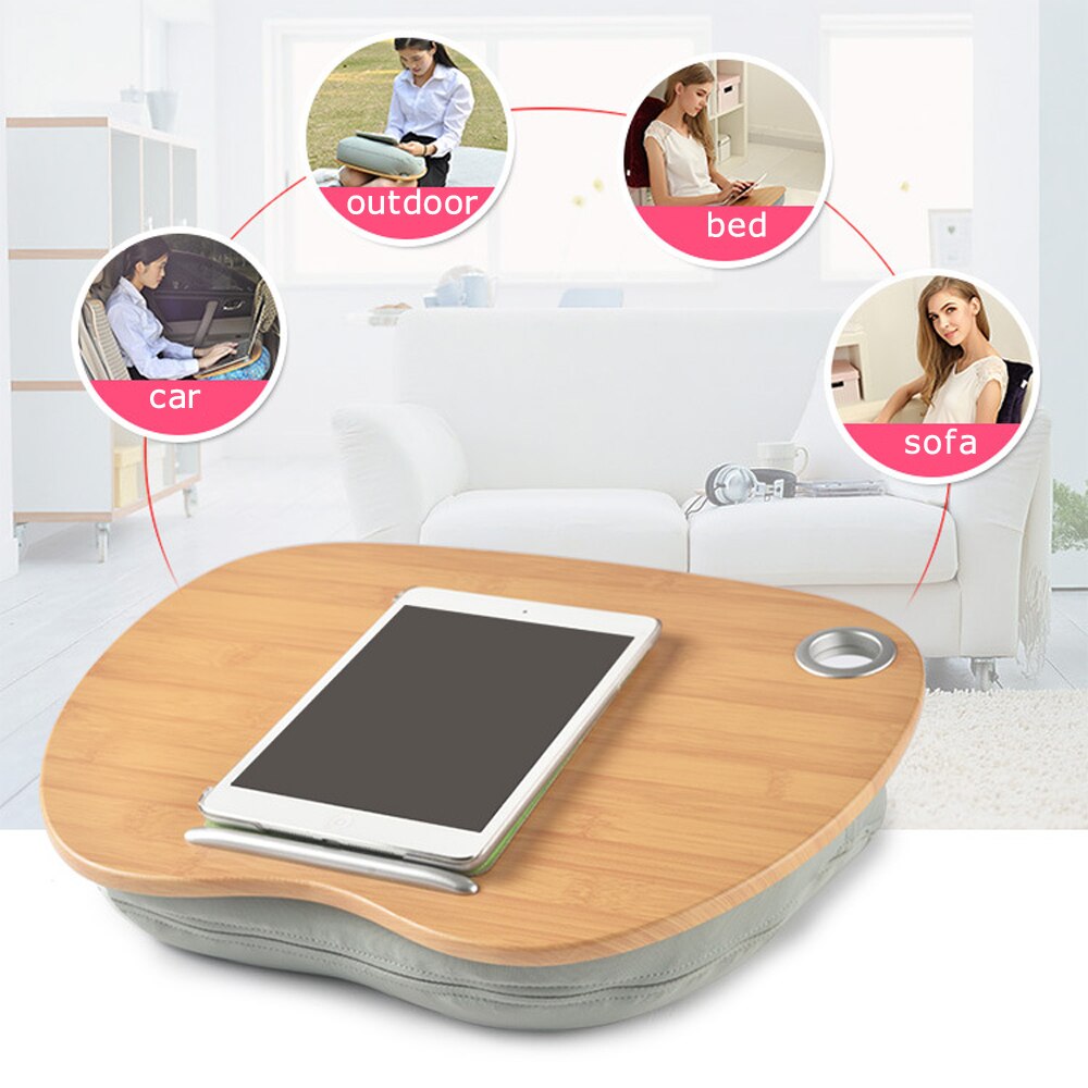 Multifunctionele Laptop Bureau Tafel Voor Bed Kussen Knie Computer Bureau Boekenkast Lade Tablet Stand Leren Bureau Outdoor Hoofdsteun