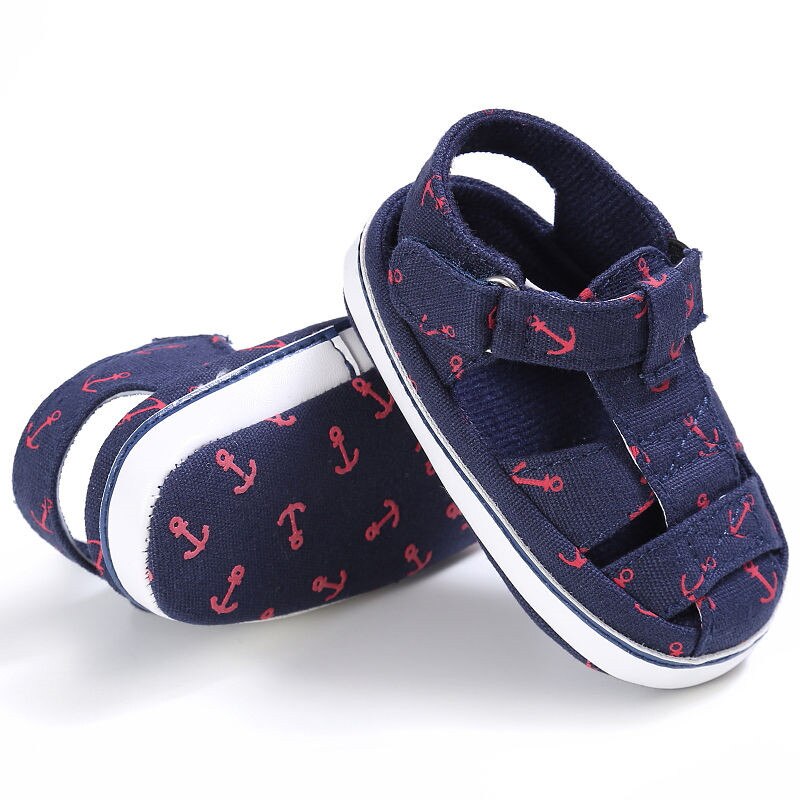 0-18M Baby Boy Meisje Ankers Print Canvas Sandalen Peuter Baby Schoenen Pasgeboren Zachte Zool Toevallige zomer Schoeisel