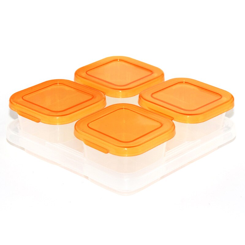 Small Grid Dessert Fruit Separate Storage Frozen Box Complementary Food Box Fresh-keeping Box Baby food supplement storage box: 09 Orange 4