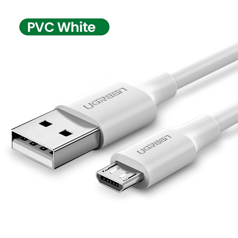 UGREEN Micro USB Cable 3A Fast Charging USB Charger Cable Mobile Phone Charging Cable for Xiamo Huawei HTC Android USB Wire: PVC White / 1m