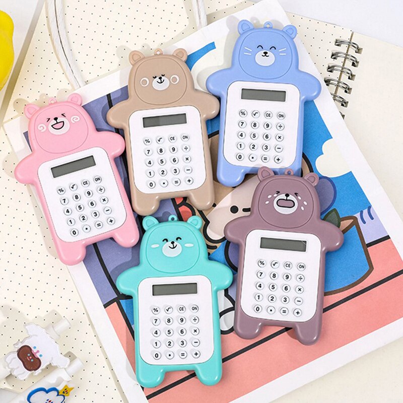 1pc mignon calculatrice de poche pratique taille 8 chiffres affichage à piles bureau Kawaii Animal calculatrice pour enfants fille