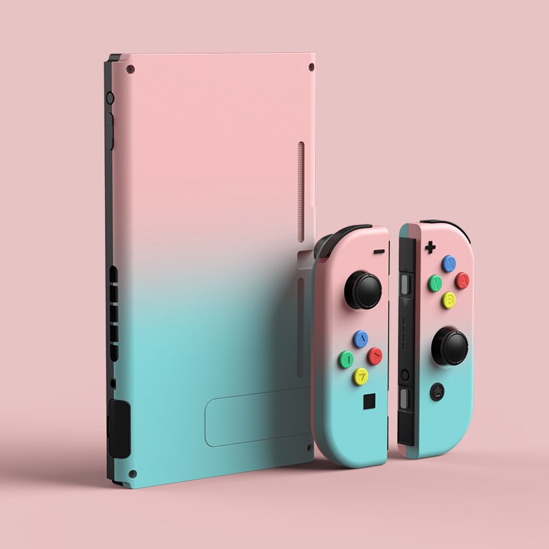 Nueva funda protectora de Color degradado de Joycon carcasa dura Con controlador carcasa completa para consola de juegos Nintend Switch: Powder green set