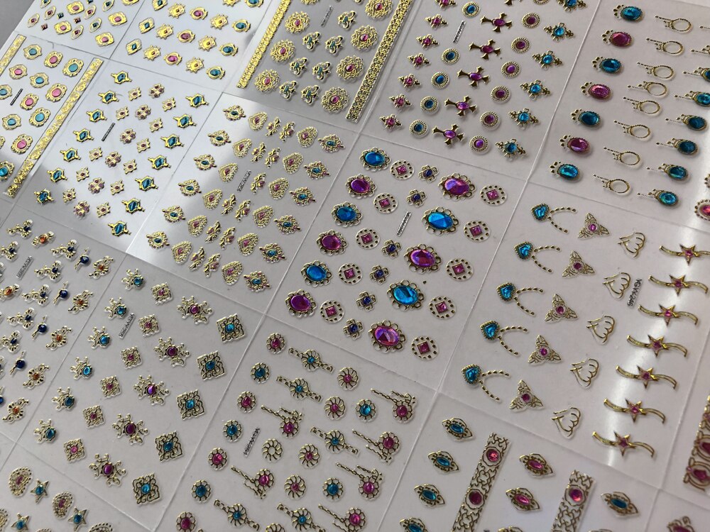 24Sheets Nail Sticker Stok Op Nail Juwelen Labret Sieraden Gem-Vorm Hans Party Sticker Nail Juwelen Voor 3D nail Art Accessoire