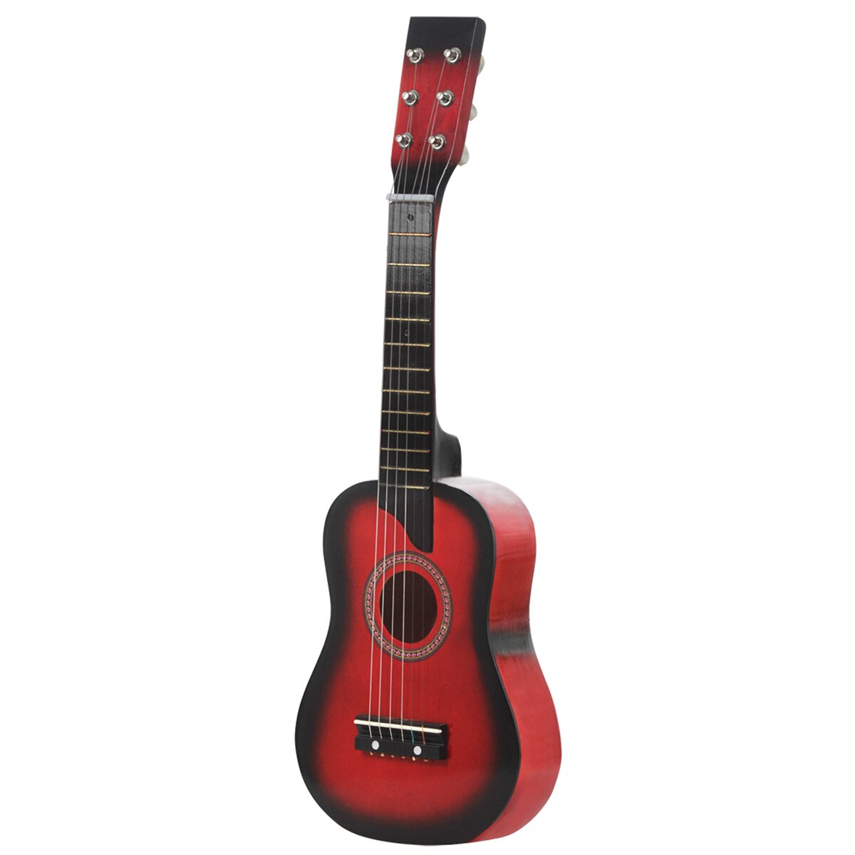 25 inch 6 String Wooden Acoustic Guitar Beginner Kids Musical Instrument with Carrying Bag Children Educational Musical: Red