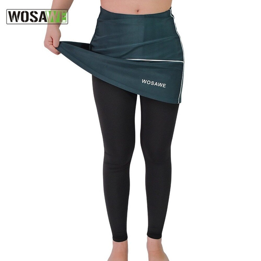 WOSAWE – jupe longue de cyclisme pour femmes, collants de vélo de route, Mini jupes respirantes à séchage rapide avec rembourrage de siège 3D