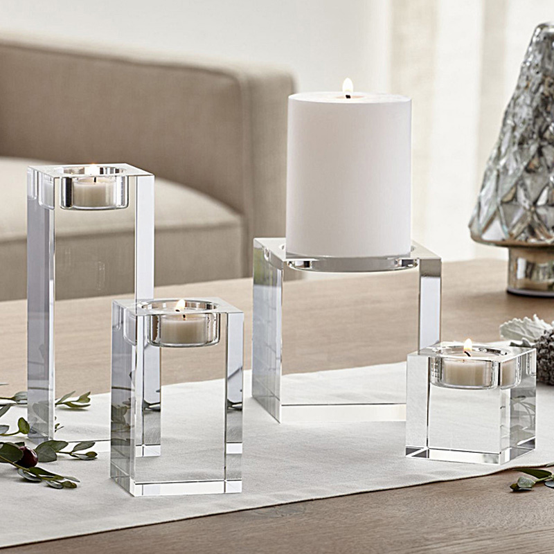 Crystal Candle Holders Clear Romantic Candle Holders Tealight Candlestick Wedding Decorations Home Party Desktop Candlestick