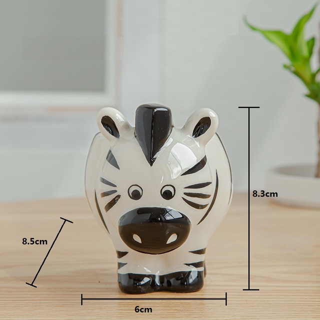 Maceta de cerámica con dibujos de animales, Mini maceta con Cabeza de Vaca, cebra, oveja, suculentas, bonsái, decoración del hogar, estilo nórdico: A