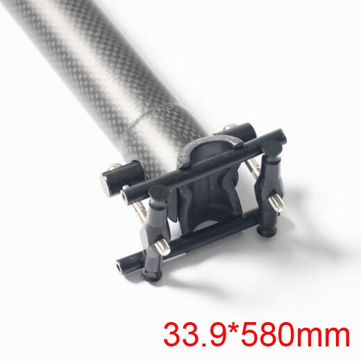 Tija de sillín plegable de fibra de carbono 3K para bicicleta, cubierta de carbono integrada, 31,8/33,9/34,9x580mm, , plegable,: 33.9x580mm