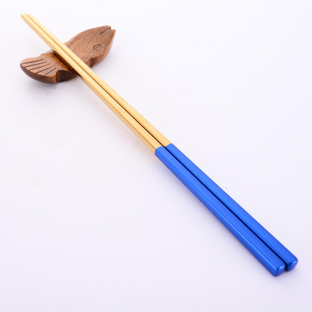 1 par kinesiska japanska ätpinnar i rostfritt stål färgglada återanvändbara 23.5cm ätpinnar sushipinnar baguette chinos servis