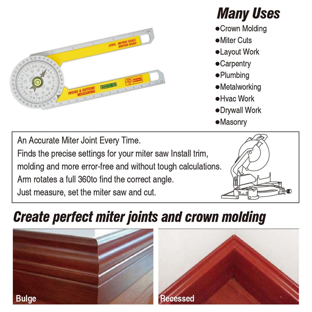 Mijter Gradenboog 360 Meten Gradenboog Plastic Hoek Heerser Meting Inclinometer Hoekzoeker Gauge Houtbewerking Gereedschap 72