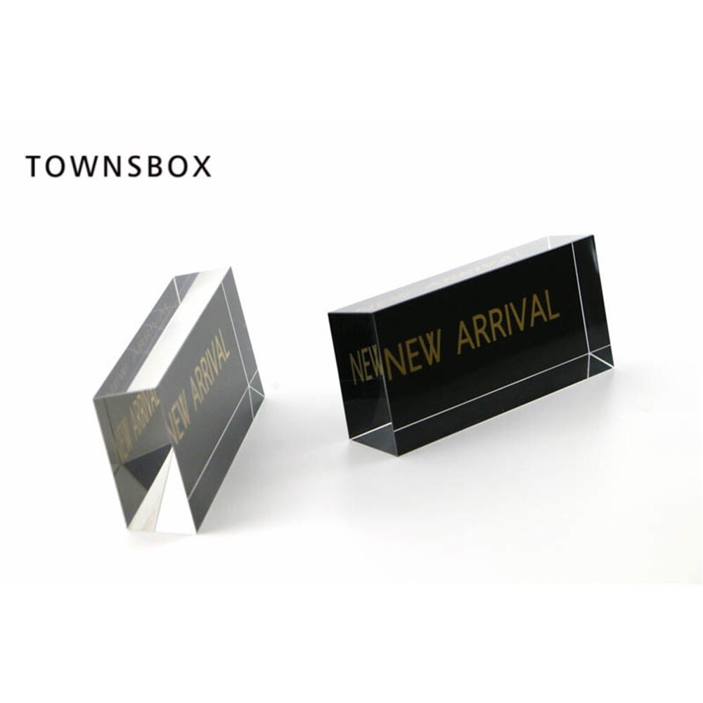 Black Acrylic Block Letter Countertop Advertising Sign Board Stand Signage Plate Holder for