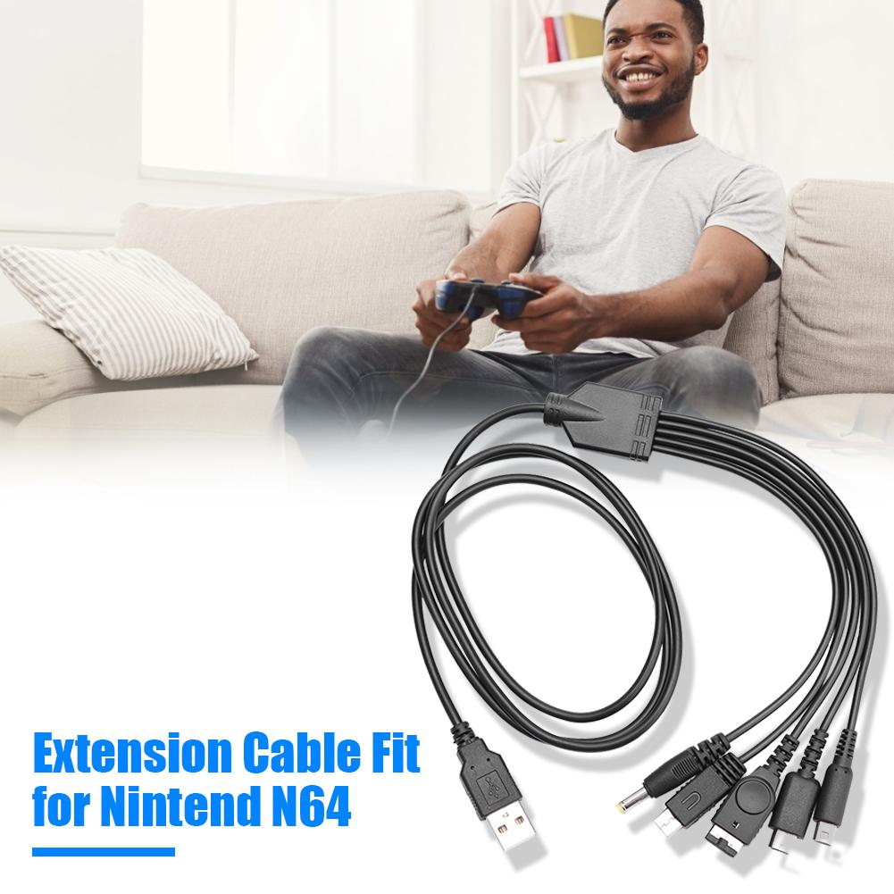 Cable cargador USB 5 en 1 para consola de juegos, Cable de carga Cable USB a 5 puertos para SP/Nintendo 3DS/NDS LITE/WII U/PSP