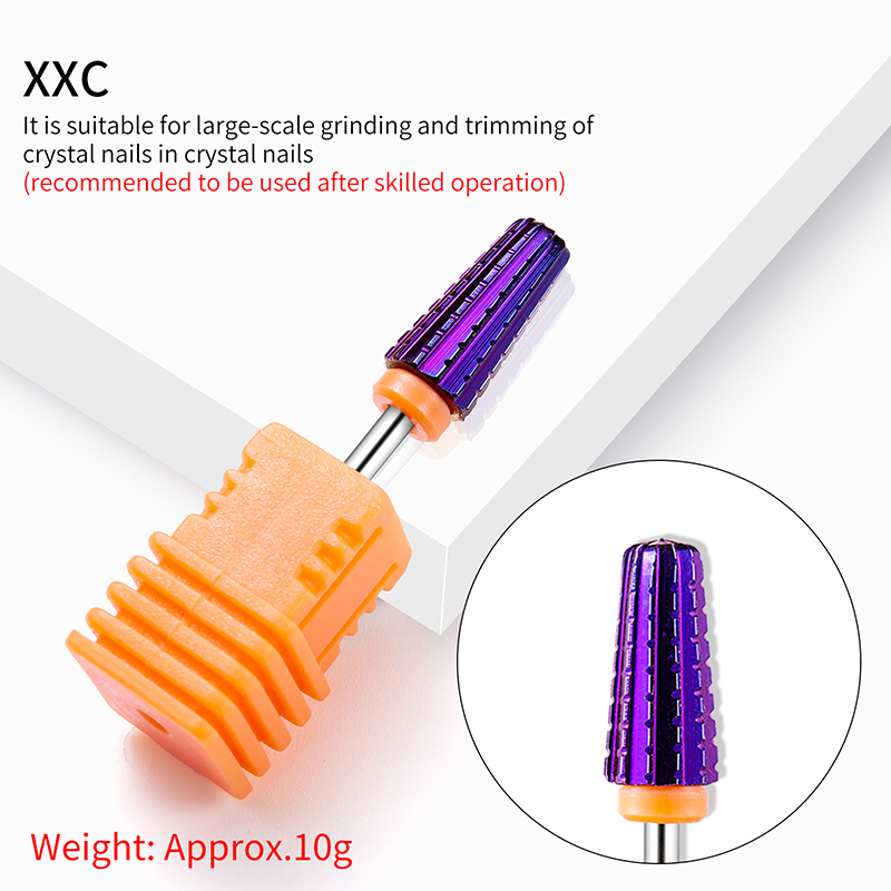 Brocas de carburo de tungsteno chapadas en púrpura para uñas, accesorios de manicura, cortador de fresado, , 5 en 1