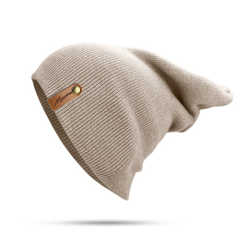 Merkki talvihattu miehille skullies pipot naisille lämmin lippalakki unisex elastisuus neulottu pipo vihreä unisex vapaa-ajan hatut: H