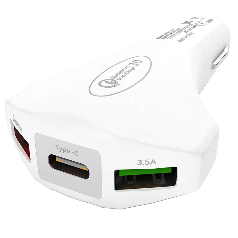 QC 3,0 Auto Telefon Ladegerät 7A Eine Für Drei Dual USB Schnelle Ladung Typ-C Sicherheit Hammer Auto Ladegerät für Samsung Huawei Schnelle Ladung