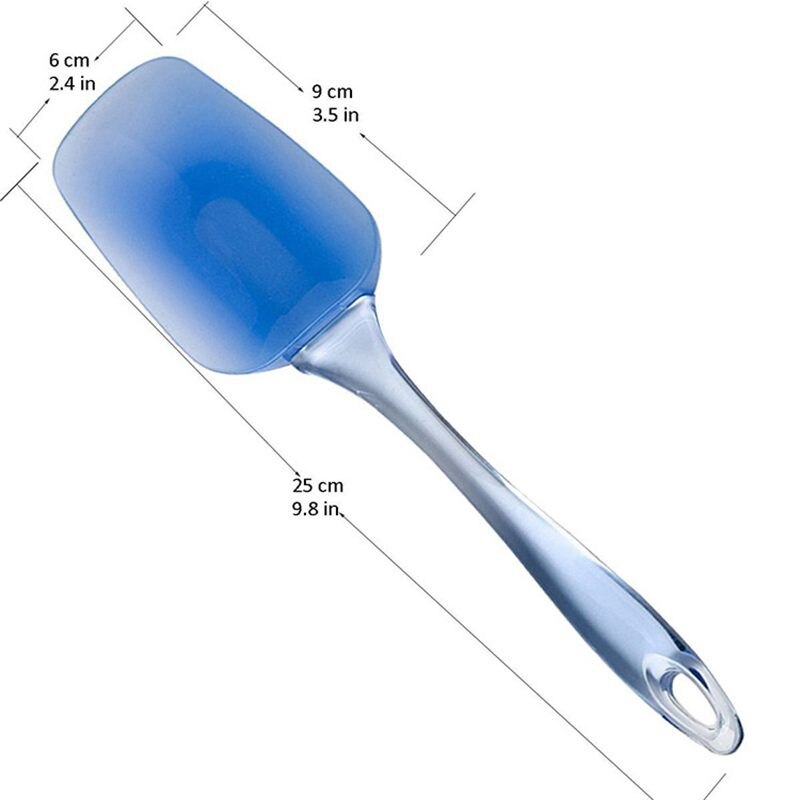 Silicone Spatula Easy Flexible Heat Resistant Small Chef Plastic Silicone Rubber Scraper Spatula，3-Piece Set(Transparent Blue)