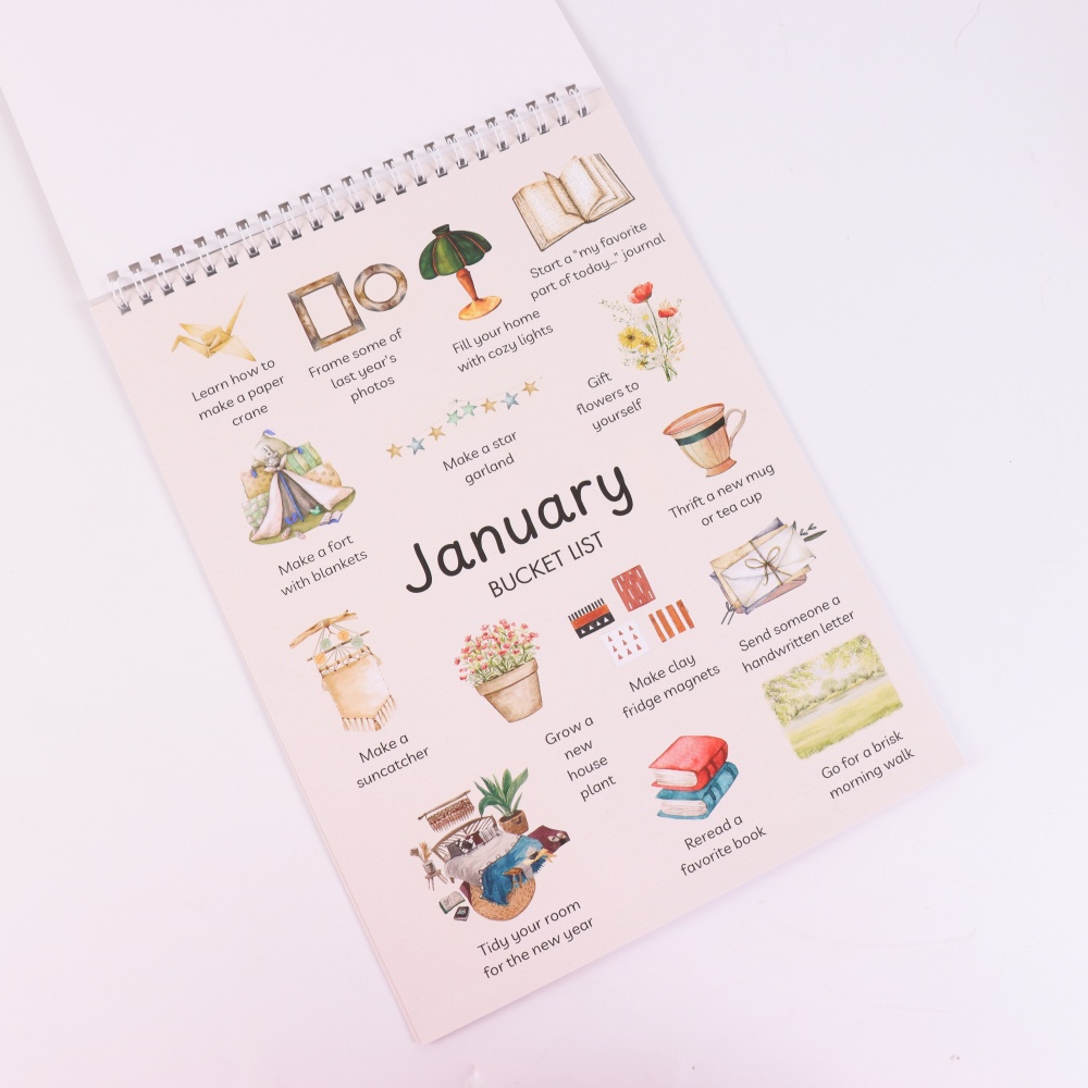 Akvarellkalender och planerare - minimalistisk väggkalender med månatliga layouter, dagliga inspirerande citat