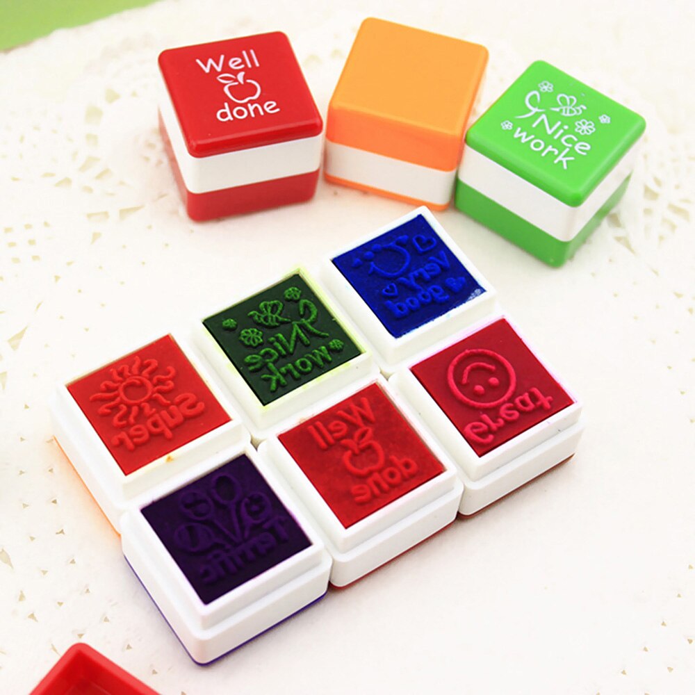 Self-Inking Stamp Cute Teacher Reward Stamps For School Set Of 6 Portable DIY toys