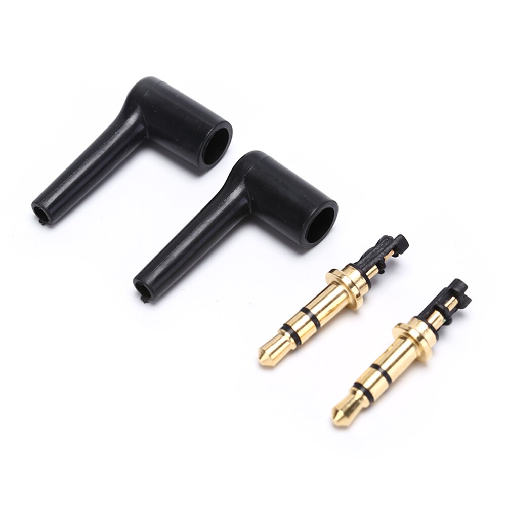 2 Stks/partij Zwart Audio Pluggen 90 Graden 3.5 Mm Stereo Headset Plug Jack 3 4 Pole 3.5 Vergulde Jack adapter Connectors: 3 Pole