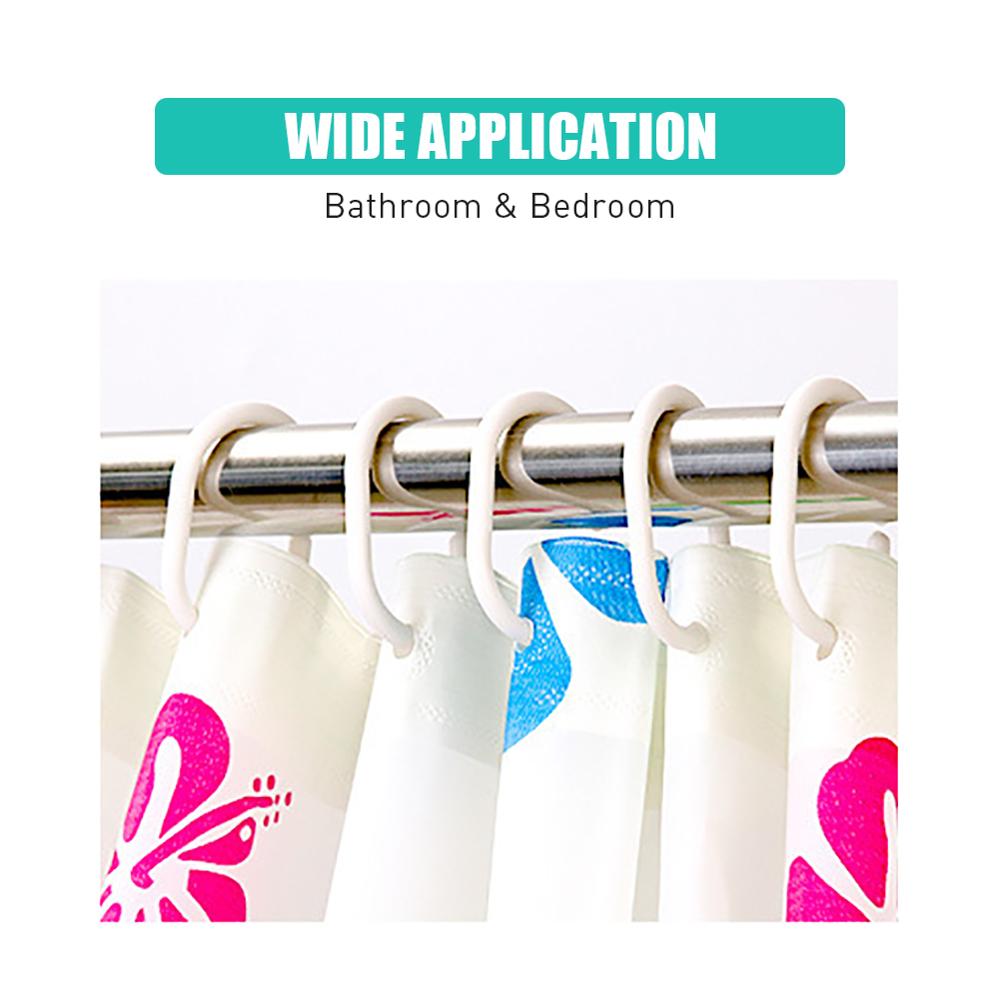 12 Pcs Plastic Shower Curtains Hooks Bathroom Products Seamless Shower Curtains Hanging Rings C01 White Thickening