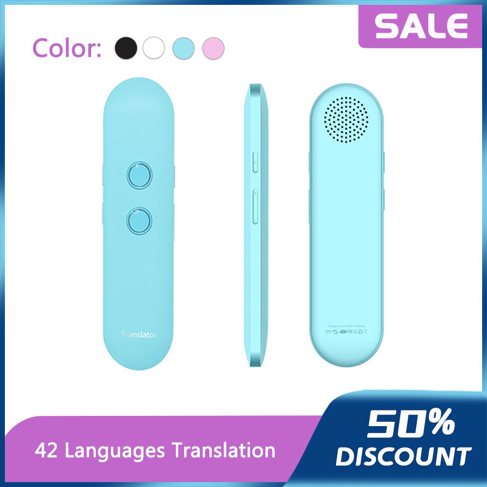 Mini traductor de voz T4 instantáneo, en tiempo Real, dos vías, Bluetooth, 42 idiomas, traducción para viajes de negocios, venta