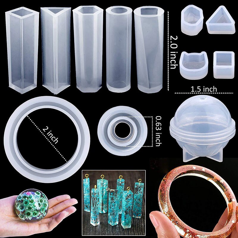 94 Pieces Silicone Casting Molds And Tools Set With A Black Storage Bag For Silicone Casting Mold Diy Jewelry Craft Making