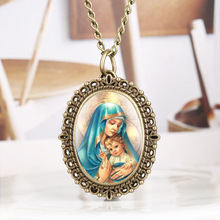 Quarz Taschenuhren Reines Maria's aufbringen Taschenuhr Jahrgang Oval bilden Uhr Anhänger Halskette Kette Beste für Männer frauen