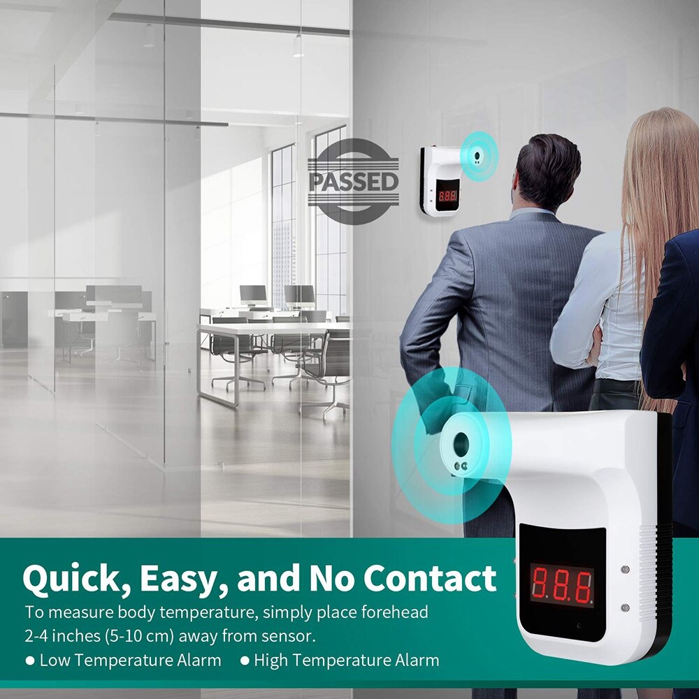 -Wall-Mounted K3 Digital Infrared Thermometer Non-Contact Forehead Body Thermometer LCD Display Office Metro Home Use