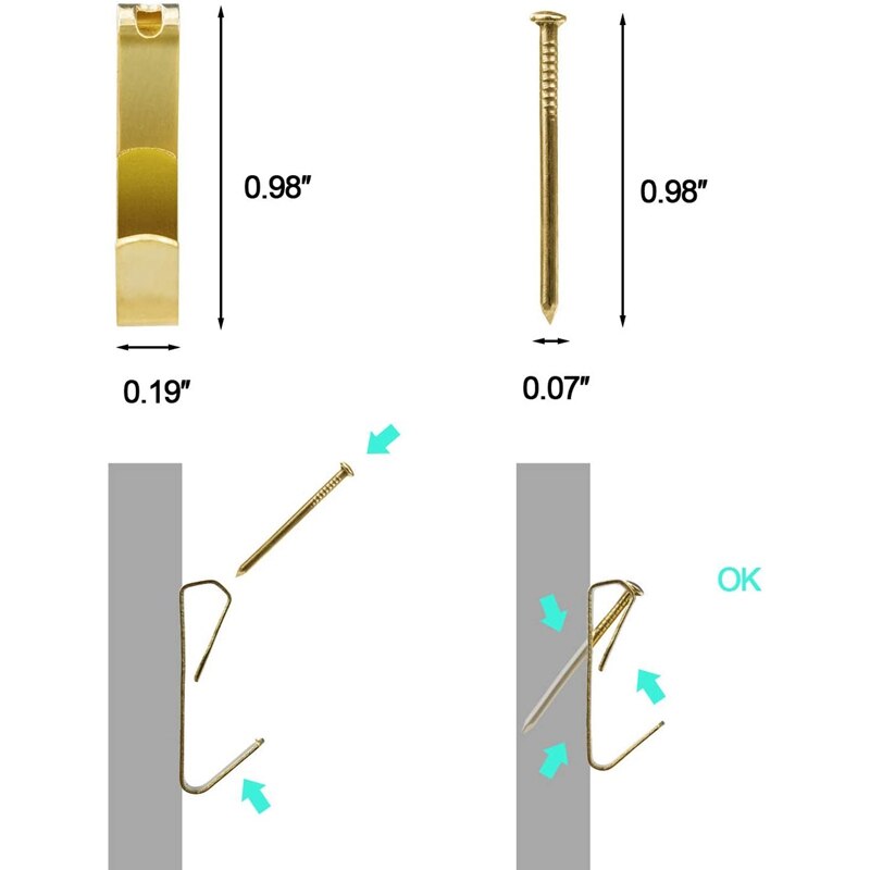200 Pcs 30Lbs Foto Hangers Met Nagels, Foto Fotolijst Haken Hardware Foto Opknoping Kit Op Houten/Gipsplaten