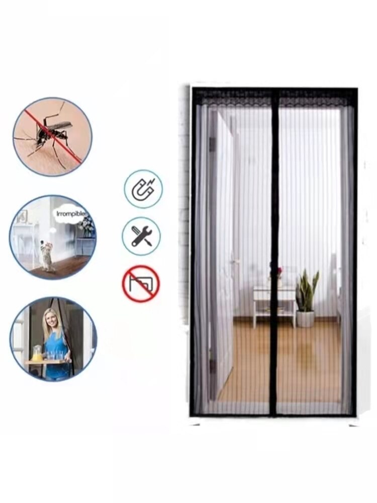 Spsil Market Mosquitera Puerta Magnetica,Cortina Mosquitera Para Puertas con imán cierre magnético Automático.tamaño:90x210cm 120x220cm,140x240cm,Envio de España