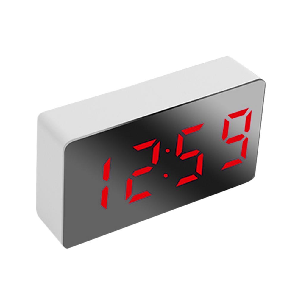 Clock Alarm LED Mirror Clock Electronic Digital Travel Clock Alarm Clock Mirror Car Clock USB Powered Electronic Desktop Clocks: D