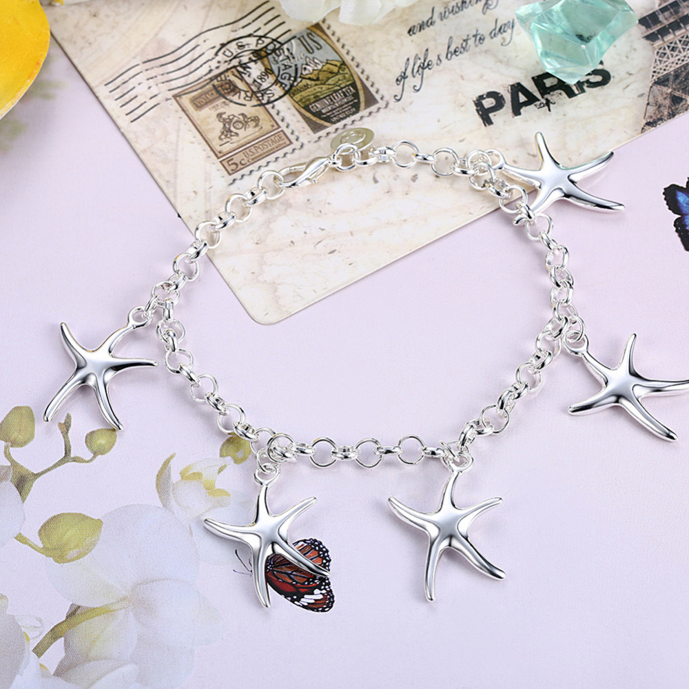925 Sterling Zilveren Fijne Zeester Hanger Armband Ketting Oorbellen Sieraden Set Voor Vrouwen Mode Party Kerstcadeaus