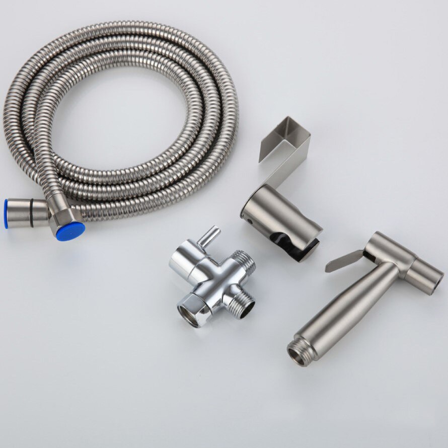 Hand-held toilet bidet sprayer kit for bathroom stainless steel hand bidet faucet manual sprayer shower head self-cleaning: 4 pieces