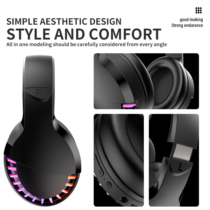 SH33 Bluetooth 5.0 Headphones HIFI Stereo Wireless Earphone Gaming Headsets Over-ear Noise Canceling with Mic Support