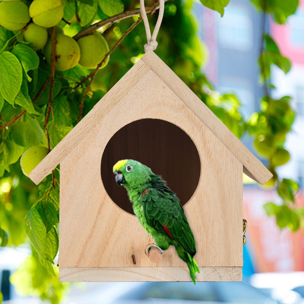 Pet Parrot Cage Parrot House Nesting For Small Pet Parakeets Sparrows Wooden Ventilation Birds Nest Bird Houses #YJ: Default Title