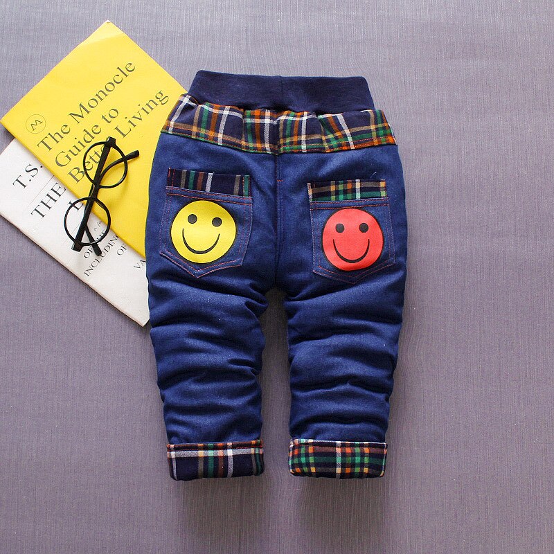 Bibicola Baby Jongens Broek Winter Warm Infant Kids Cotton Denim Broek Waggel Cartoon Broek Bebe Sport Leggings Kleding