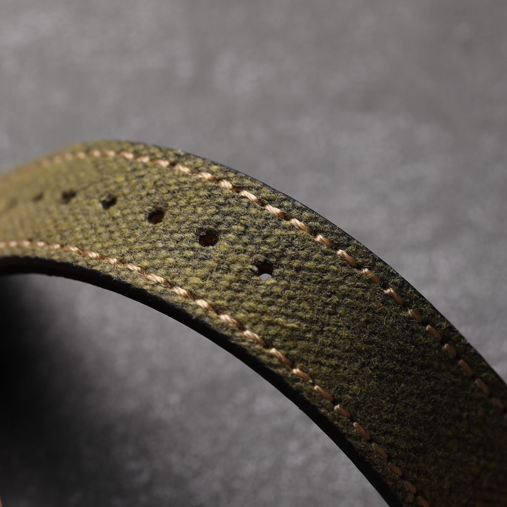 Handgemaakte canvas laminering lederen band 18 19 20 21 22 MM zwart groen vintage heren antieke horlogearmband