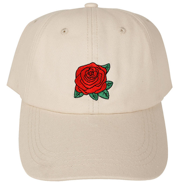 Voron rød rose blomst baseball kasket kvinder bomuld snapback kasket far hat kvindelig hip hop solskærm sommer sol hat: Beige