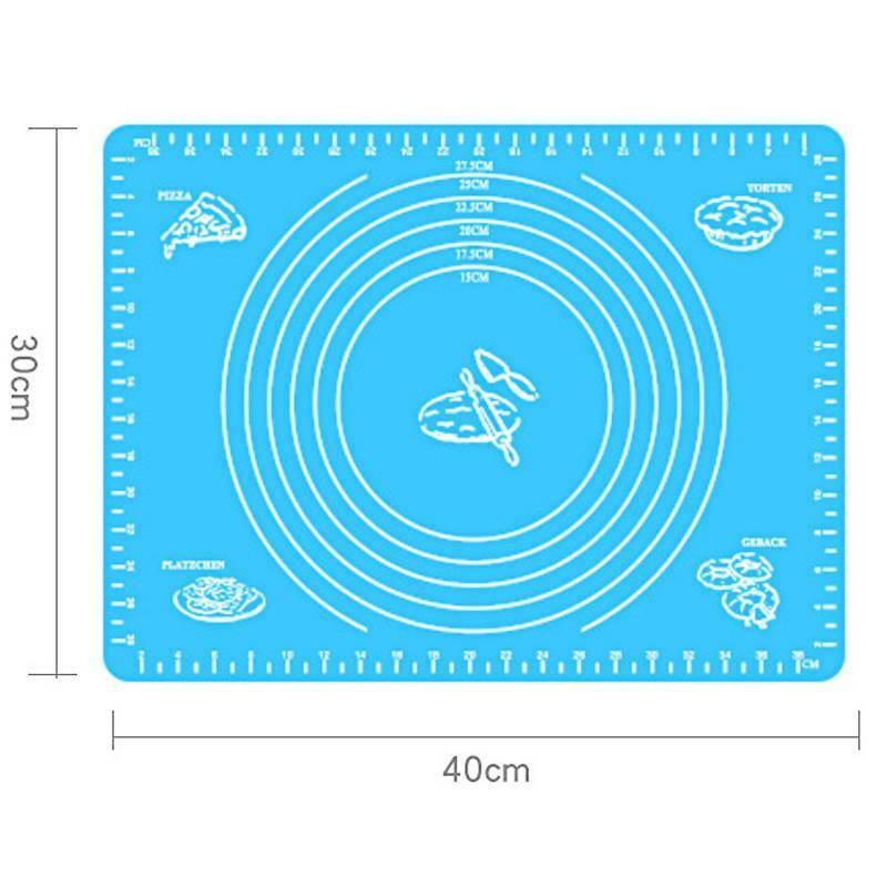 Large Silicone Rolling Mat Board Non-Stick Sheet Dough Fondant Bake Pastry Icing: Blue / 40-30cm