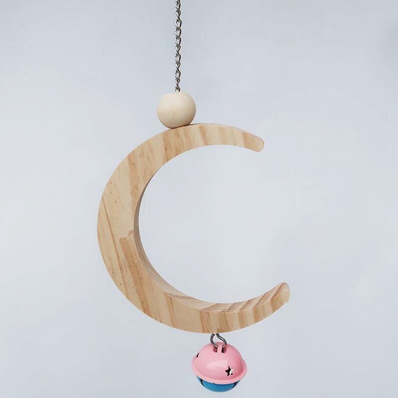 Columpio para pájaros y mascotas, juguetes en forma de Luna, columpio colgante para loros, perchas, jaula colgante, juguete con campana, cacatúa