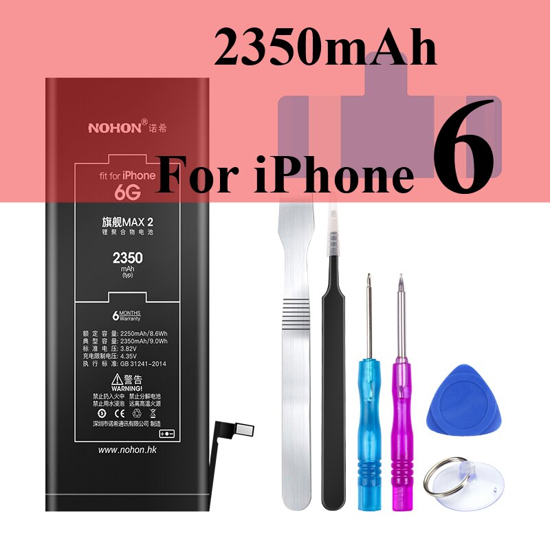 Nohon Batterie Für Apple iPhone 6S 6 5s 7 8 X Xr Xs Max 4 4s Echt kapazität Batterien + Werkzeuge Für iPhone 6S 6 5s 7 8 X Xr XsMax 4 4s