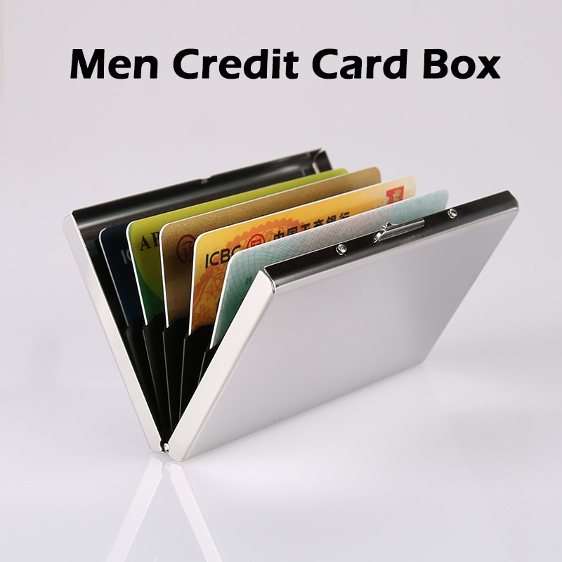 Mannen Rvs Credit Card Box Holder Slim Anti Beschermen Reizen Id Kaarthouder Vrouwen Rfid Portemonnee Metal Case Porte Carte