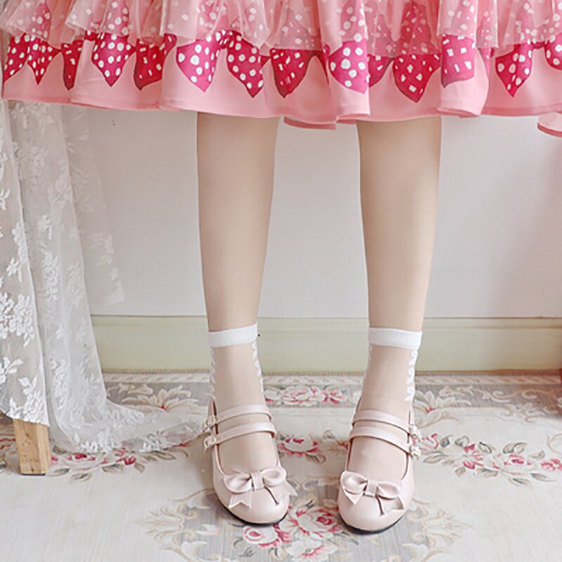 Japanse Lolita Sokken Zachte Zus Maid Kousen Mesh Strik Korea Van Sokken Roze Wit Lolita Sok Gils