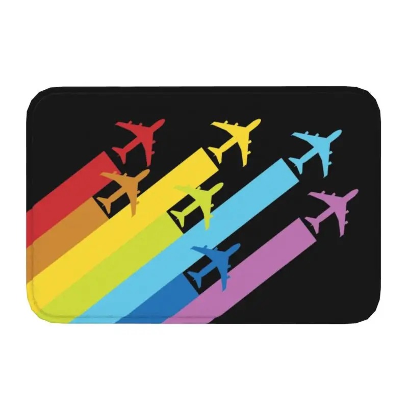 Pilot Captain Stripes Front Door Mat Anti-Slip Outdoor Quick Dry Aviation Airplane Doormat Floor Bath Entrance Home Decoration: 1 m2 / WHITE