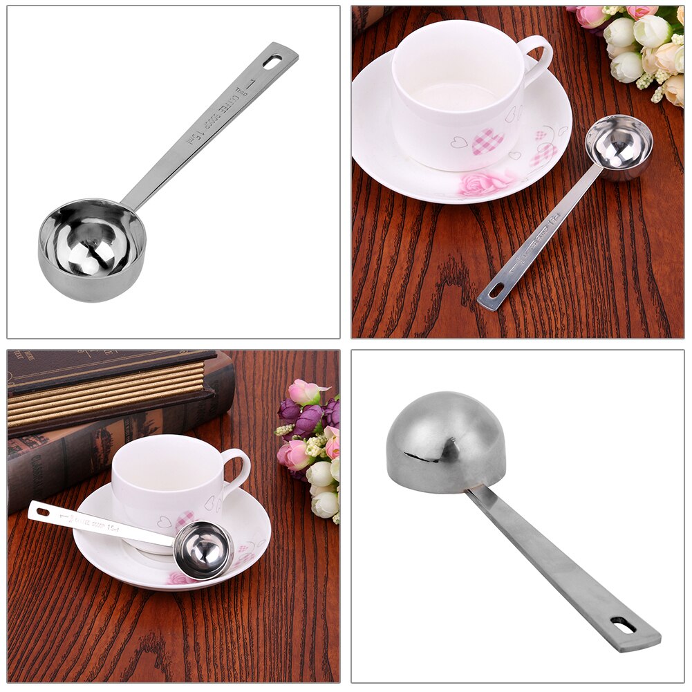 15ML/30ML Metal Measuring Spoon Coffee Scoop Thicken Stainless Steel Smooth long handle Tablespoon Milk Spoons Kitchen Bar Tools